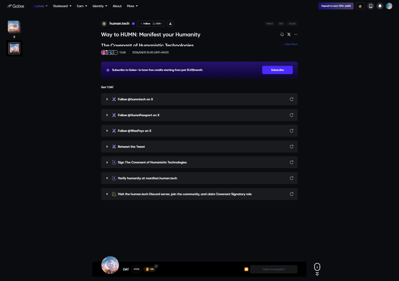 Galxe: Way to HUMN image 1